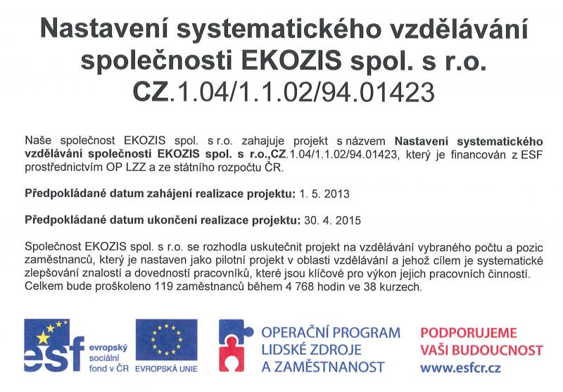 Systematicke vzdelavani spolecnosti Ekozis Systematicke vzdelavani spolecnosti Ekozis