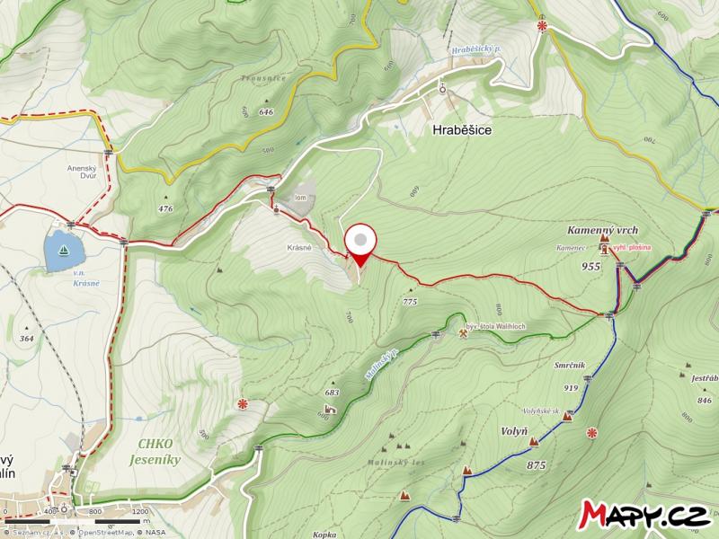 Mapka kamenolom Krásné Mapka kamenolom Krásné